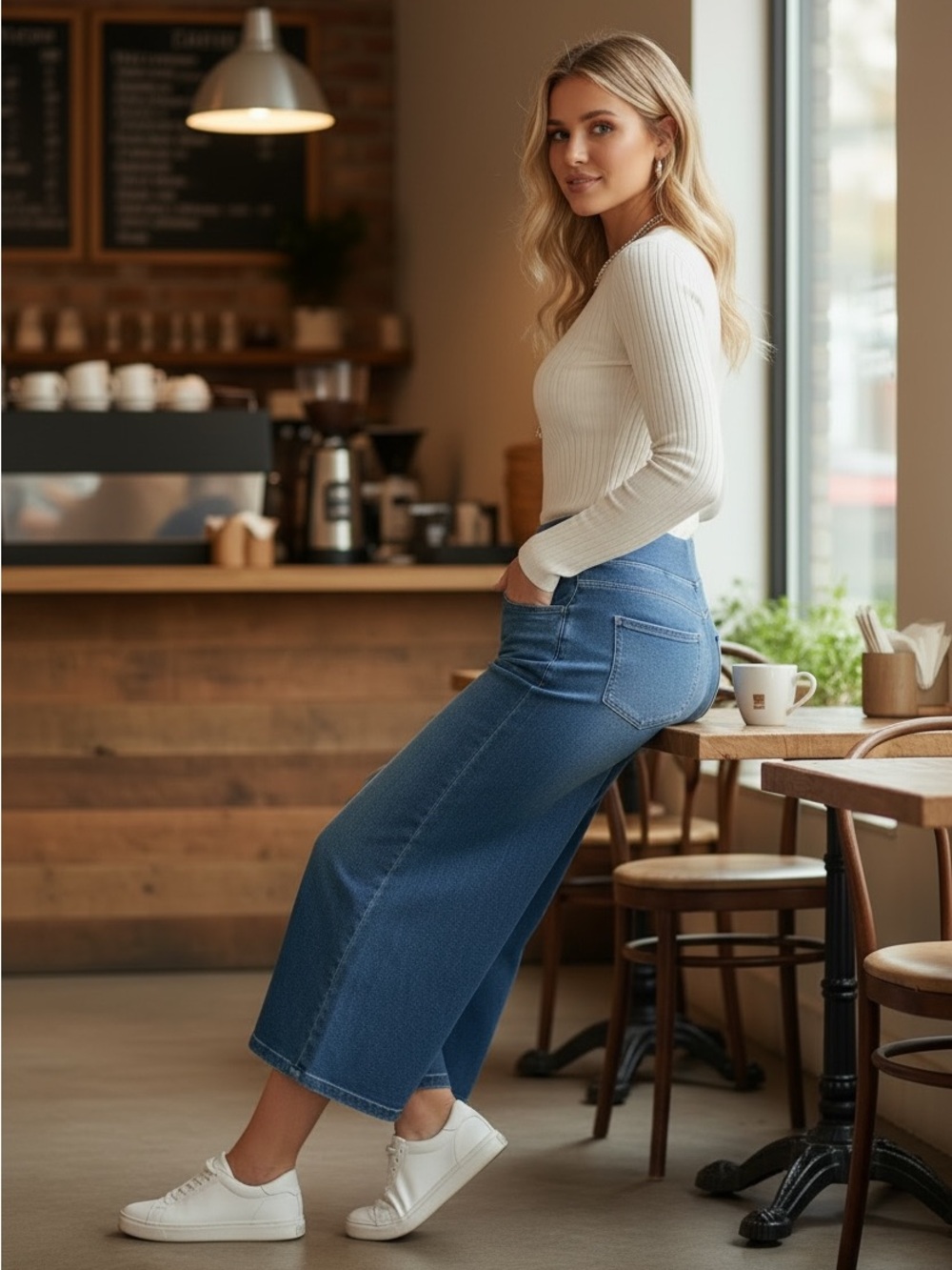 Halara Wide Leg Jeans Blue Denim Size L Petite New With Tags